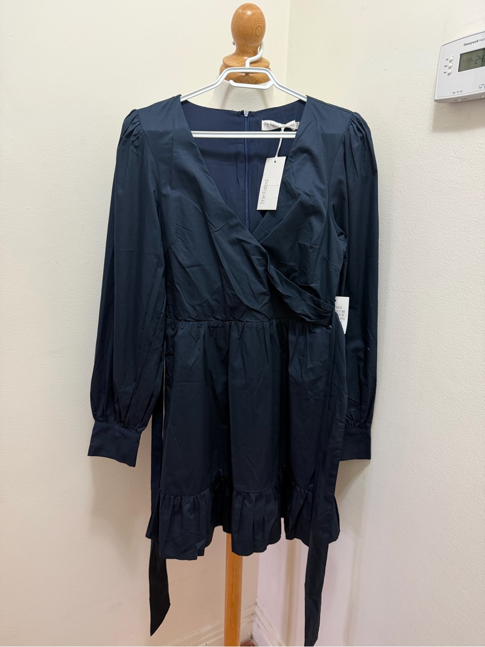 Navy Tiered Tie-Waist Dress from the brand The Fated